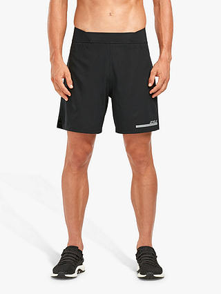 2XU Compression Double Layer 7 Inch Training Shorts, Black/Silver