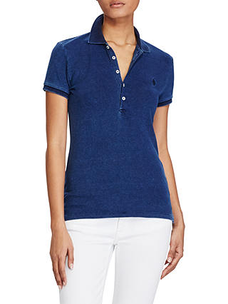 Polo Ralph Lauren Julie Skinny Fit Short Sleeve Polo Shirt, Blue