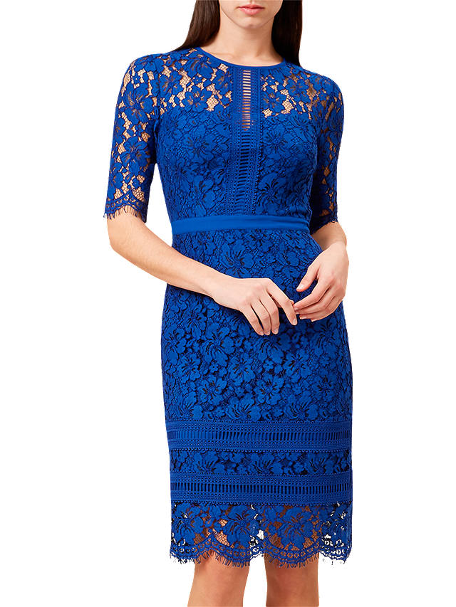 Hobbs Penny Floral Lace Dress, Royal Blue
