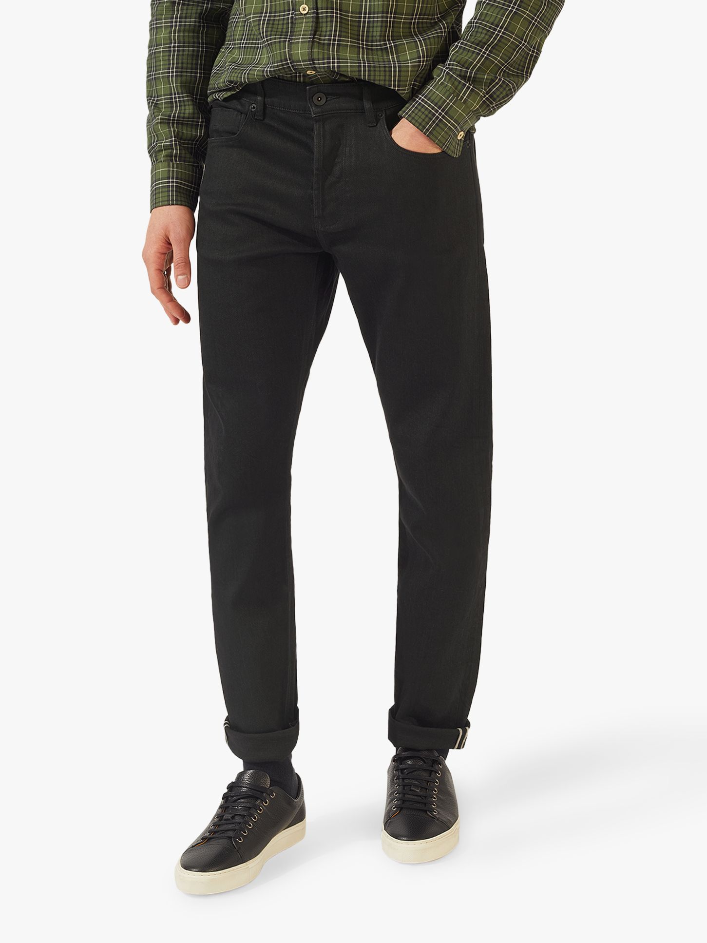 Jigsaw Selvedge Straight Fit Jeans, Black at John Lewis & Partners