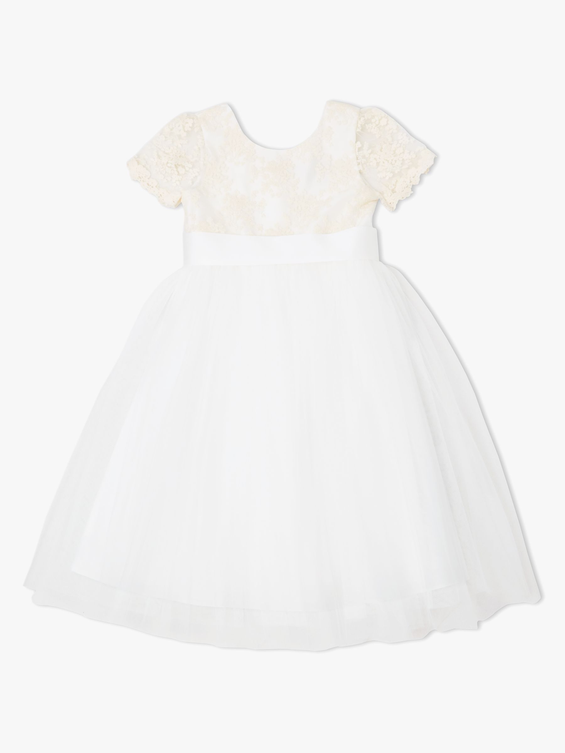 John Lewis Heirloom Collection Kids' Short Sleeve Lace Dress, Ivory, 2 years