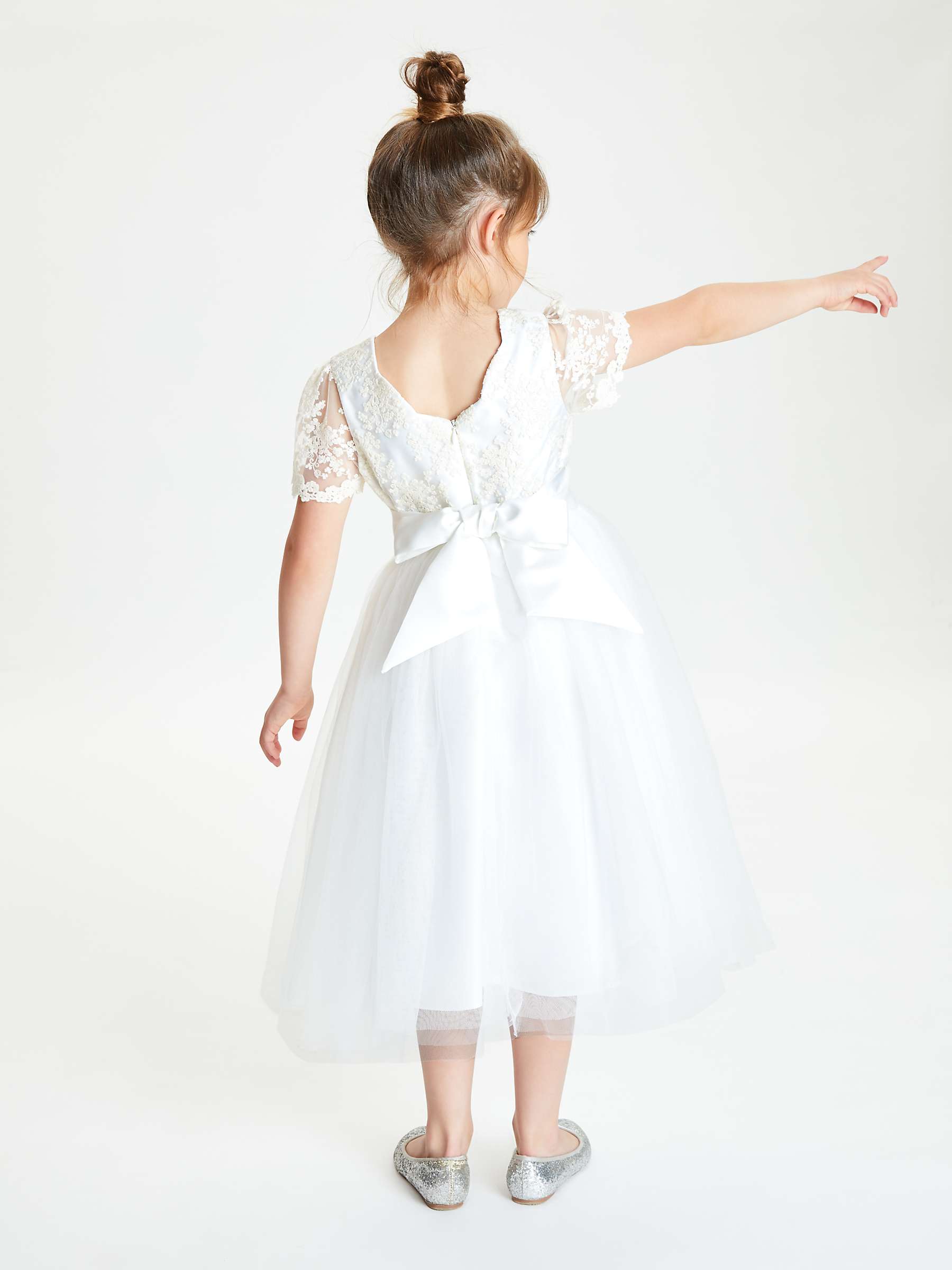 Buy John Lewis Kids' Short Sleeve Lace Dress, Ivory Online at johnlewis.com