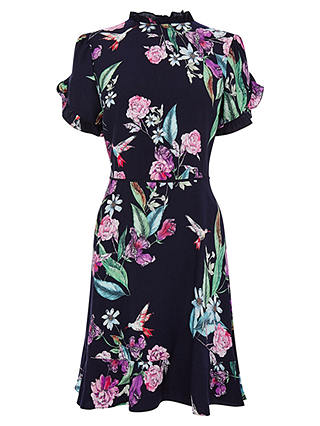 Oasis Illustrator Print Dress, Multi/Blue