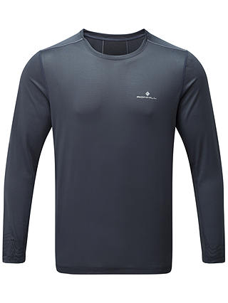 Ronhill Stride Long Sleeve Running Top, Charcoal/Electric Blue