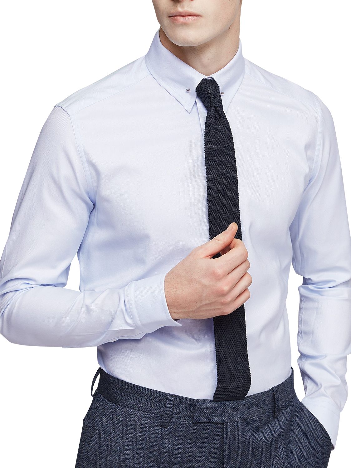 Reiss Ludlow Collar Bar Slim Fit Shirt, Soft Blue