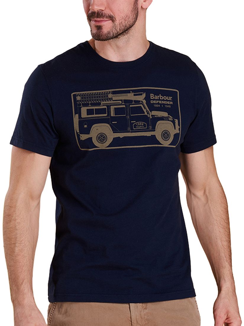 Barbour Land Rover Defender Graphic Print T-Shirt, Navy at John Lewis