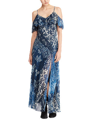 Polo Ralph Lauren Floral Cold Shoulder Maxi Dress, Blue