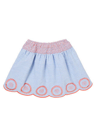 John Lewis & Partners Girls' Ticking Stripe Skirt, Blue