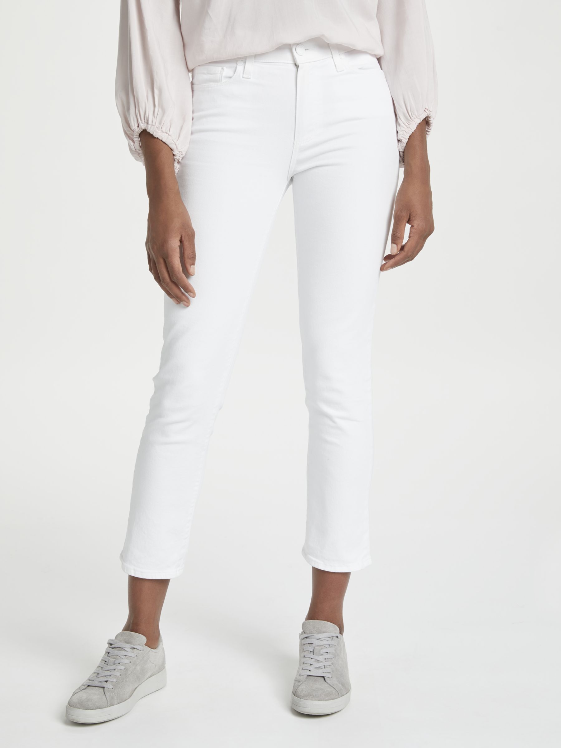 white straight leg cropped jeans