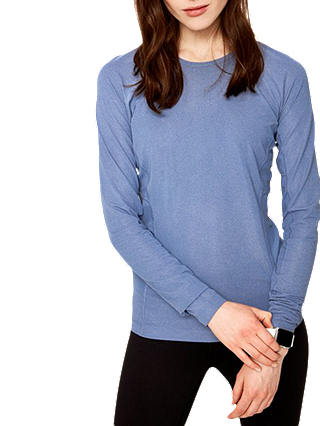 Lolë Mireille Long Sleeve Yoga T-Shirt, Light Denim Heather