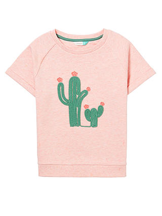 John Lewis & Partners Girls' Embroidered Cactus Sweatshirt, Pink