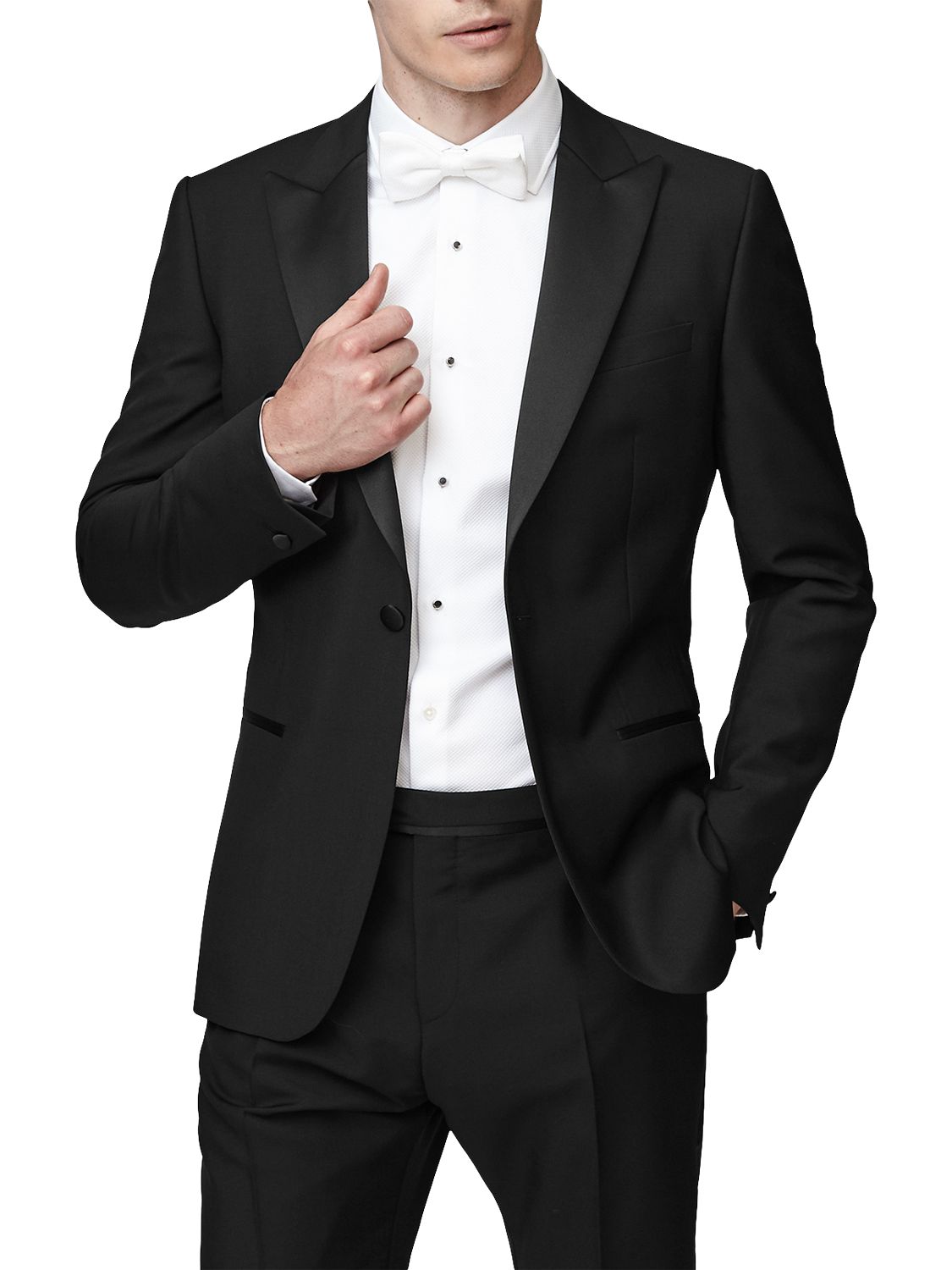 Reiss Mayfair Peak Lapel Modern Fit Dinner Suit, Black