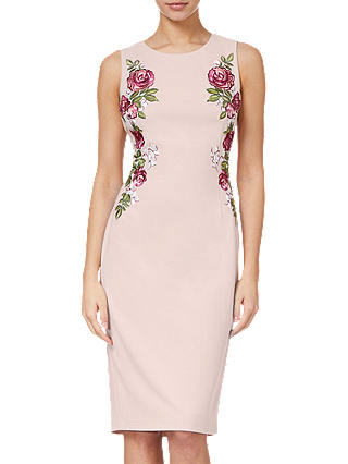 Adrianna Papell Knit Crepe Embroidered Dress, Blush