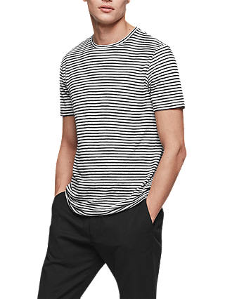 Reiss Dobcot Linen Blend Stripe T-Shirt