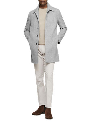 Reiss Lancecroft Wool Blend Overcoat, Soft Grey