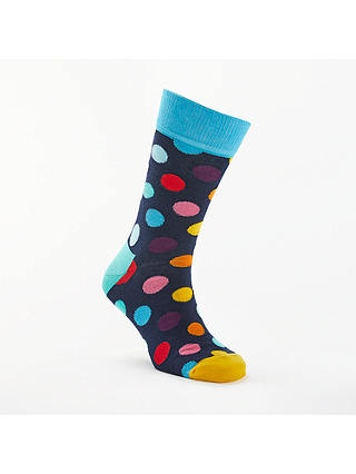 Happy Socks Big Dot Socks, One Size, Blue/Multi