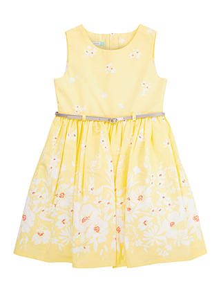 John Lewis & Partners Girls' Border Print Dress, Yellow