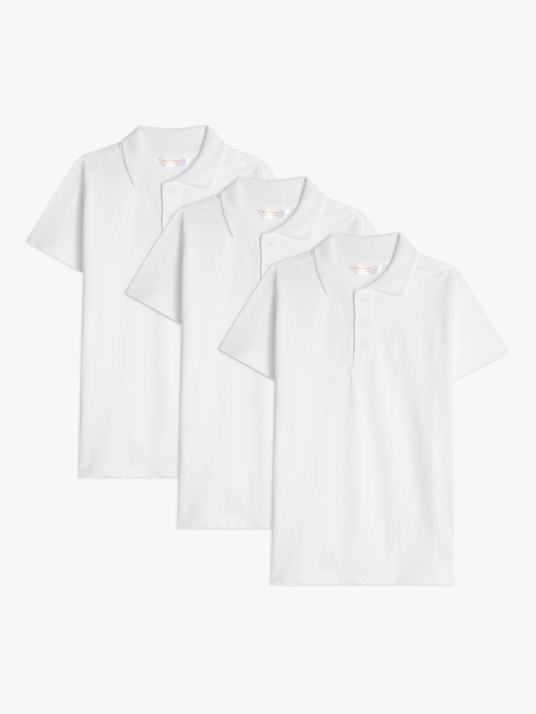 Buy John Lewis ANYDAY Pure Cotton Polo Shirt, Pack of 3, White Online at johnlewis.com