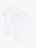 John Lewis Pure Cotton Picot Trim School Polo Shirt, Pack of 2