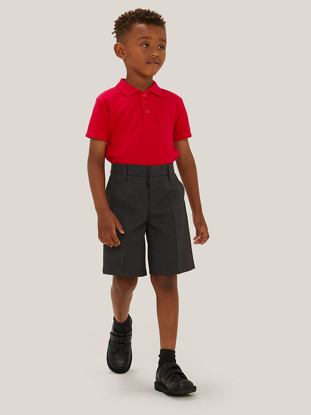 John Lewis Unisex Pure Cotton School Polo Shirt, Pack of 2, Red