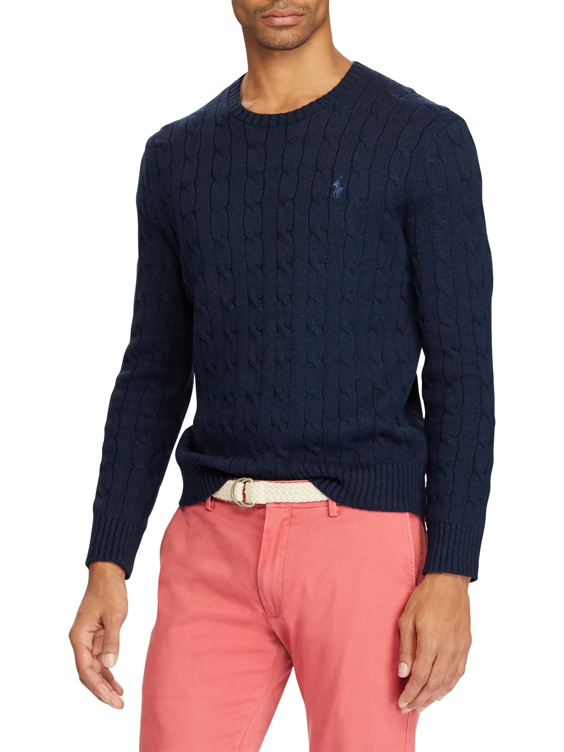 ralph lauren navy cable knit jumper