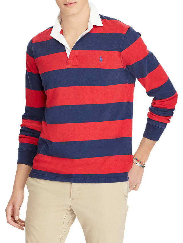 Polo Ralph Lauren Long Sleeve Stripe, Red And Blue Striped Rugby Shirt