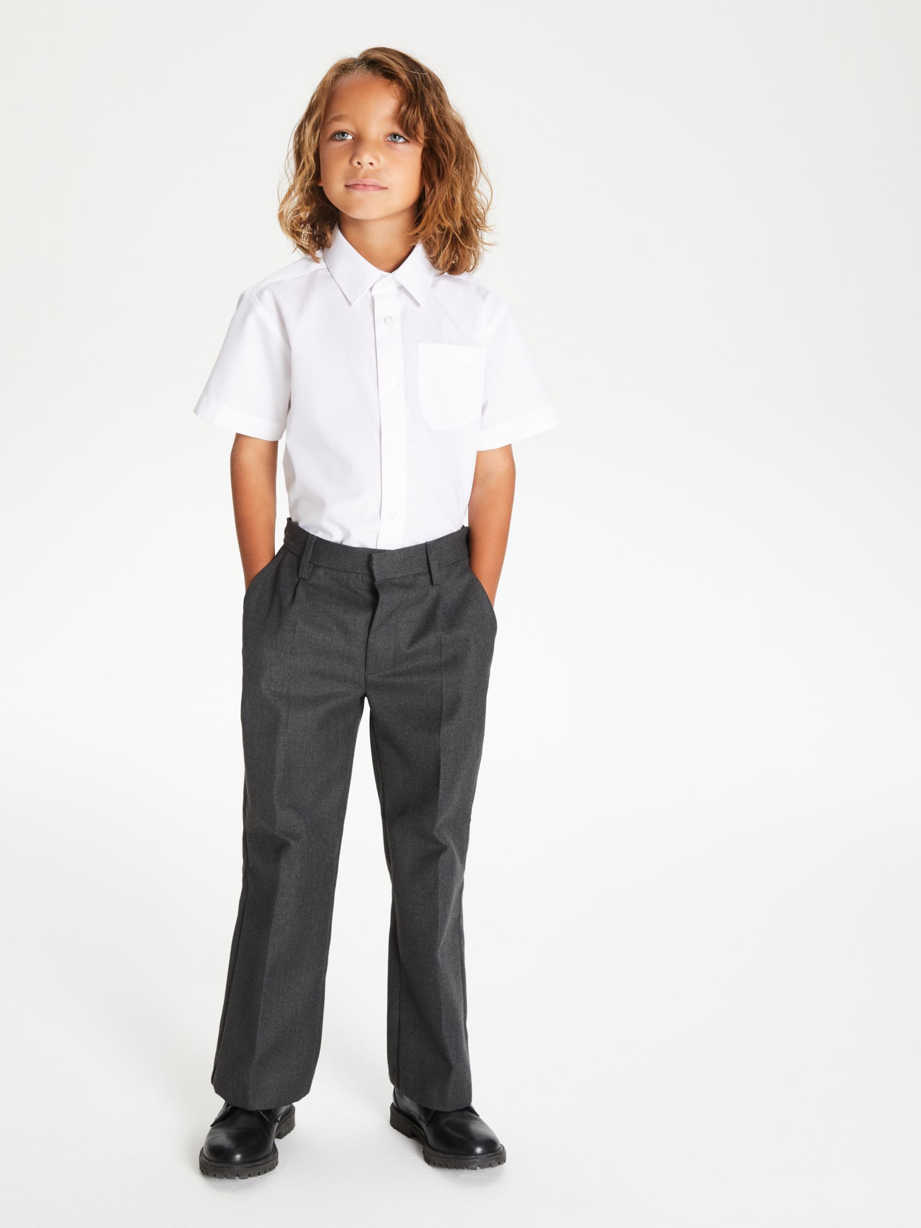 John Lewis & Partners The Basics Short Sleeve School Shirt, Pack of 3 ...