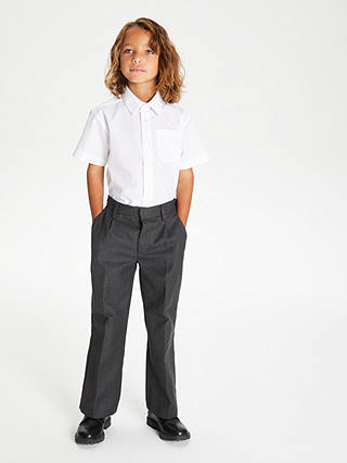 John Lewis & Partners The Basics Short Sleeve School Shirt, Pack of 3, White