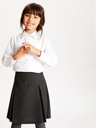 John Lewis & Partners The Basics Girls' Long Sleeve School Blouse, Pack of 3, White