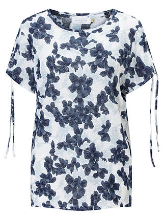 Collection WEEKEND by John Lewis Floral Split Shoulder T-Shirt, Blue/White