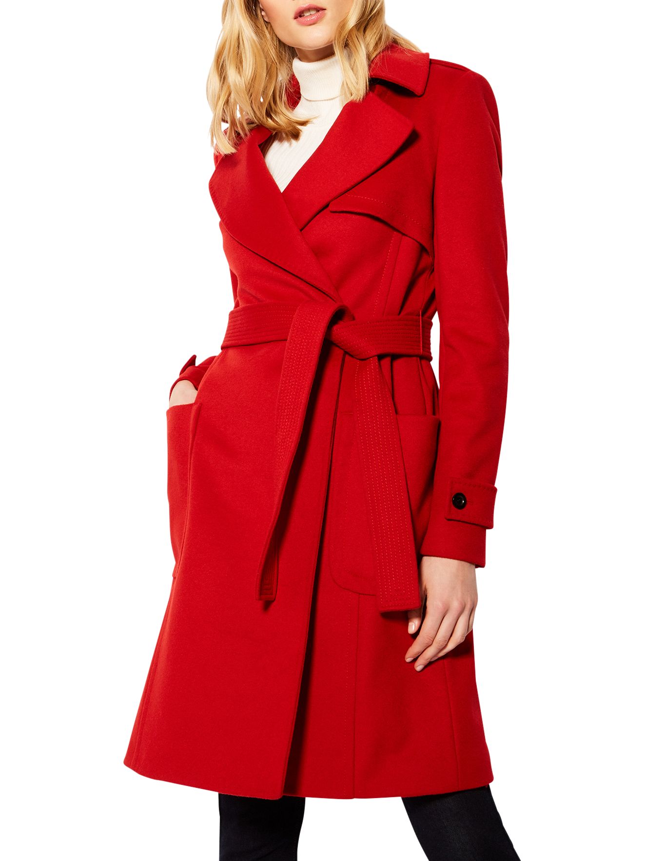 red wool wrap coat