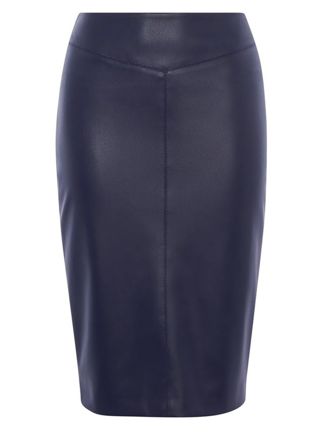 Navy pencil shop leather skirt