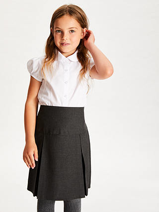 John Lewis & Partners Girls' Easy Care Cap Sleeve School Blouse, Pack of 2, White
