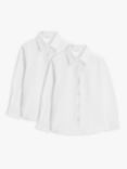 John Lewis Girls' Organic Cotton Long Sleeve School Shirt, Pack of 2, White