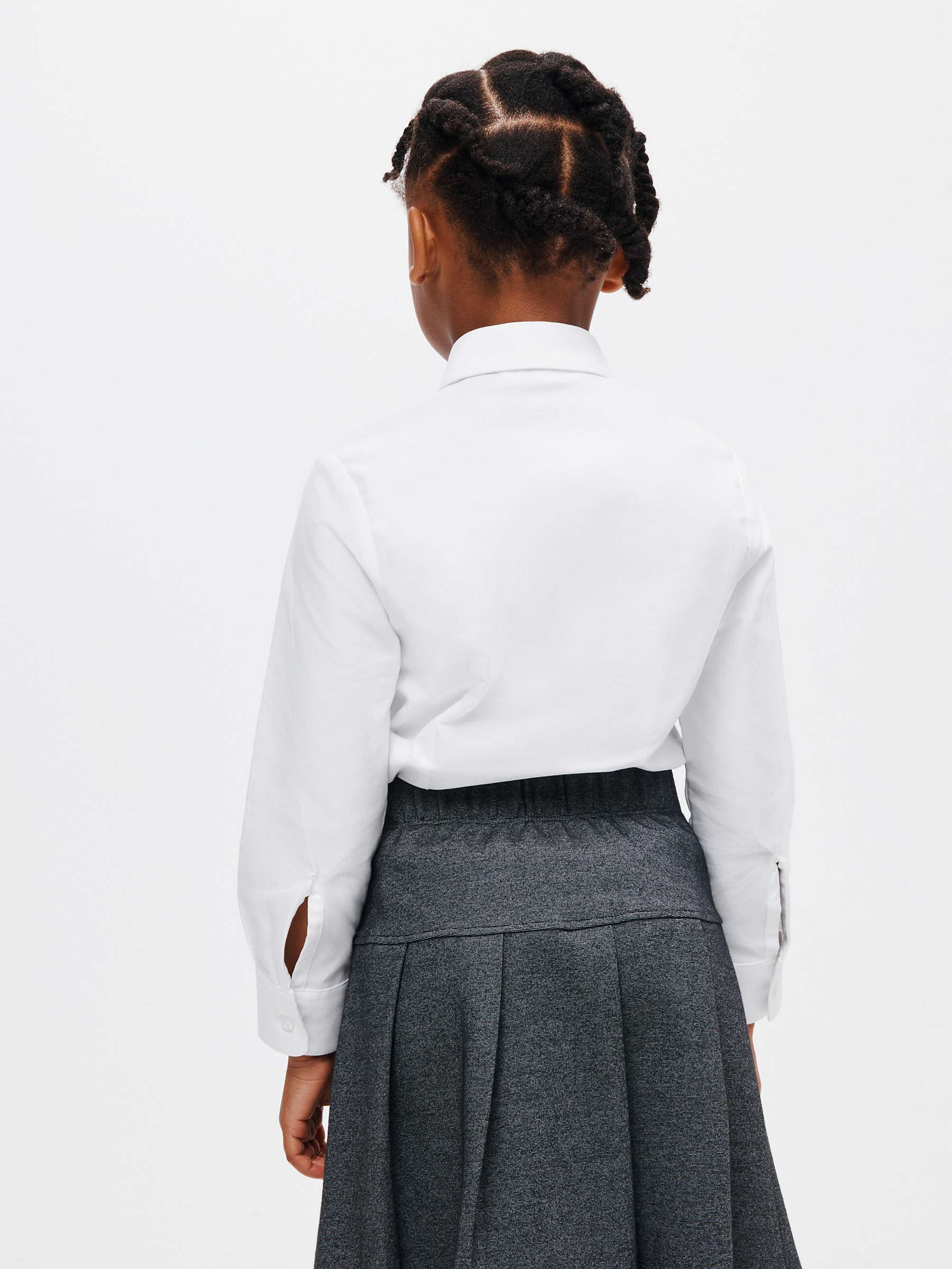 Buy John Lewis Girls' Organic Cotton Long Sleeve School Shirt, Pack of 2, White Online at johnlewis.com