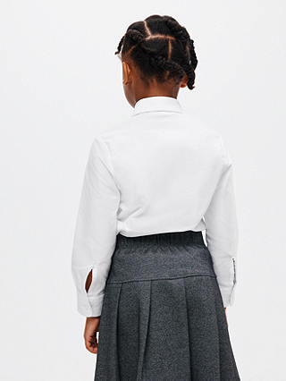 John Lewis Girls' Organic Cotton Long Sleeve School Shirt, Pack of 2, White