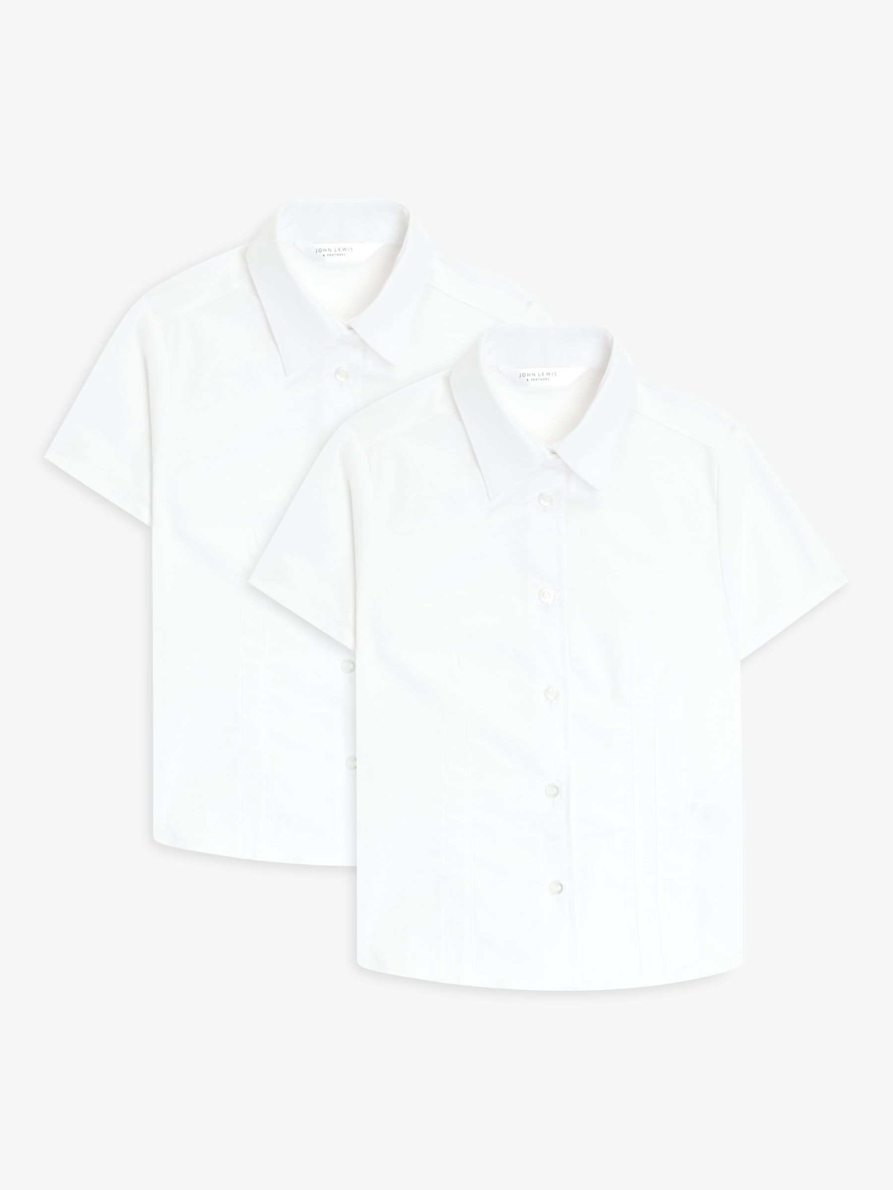 Buy John Lewis Organic Cotton Short Sleeve School Blouse, Pack of 2, White Online at johnlewis.com