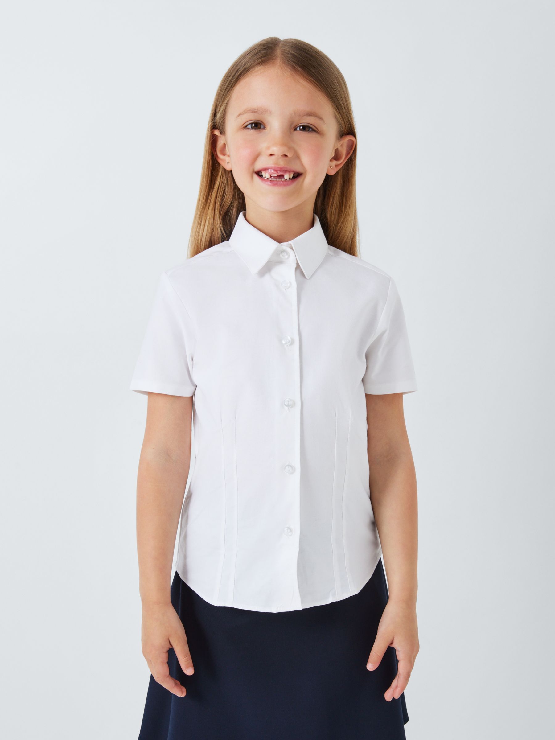 John Lewis Organic Cotton Short Sleeve School Blouse, Pack of 2, White ...