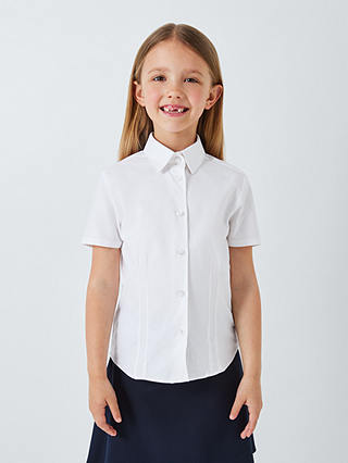 John Lewis Organic Cotton Short Sleeve School Blouse, Pack of 2, White