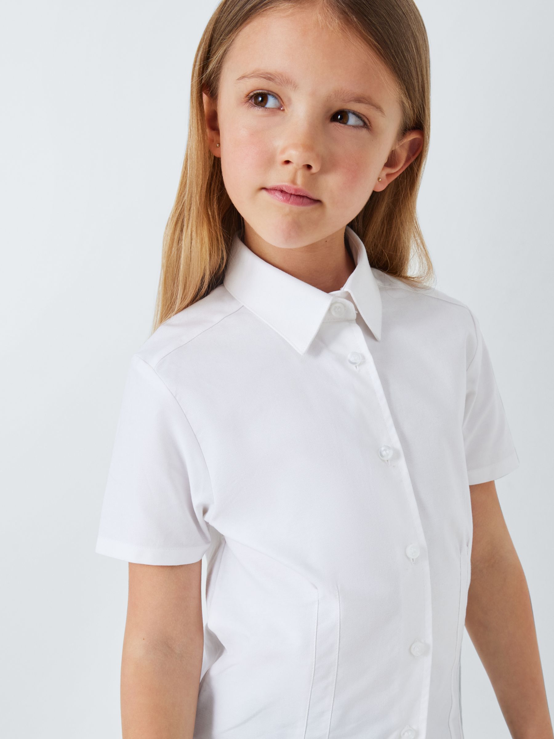 Buy John Lewis Organic Cotton Short Sleeve School Blouse, Pack of 2, White Online at johnlewis.com