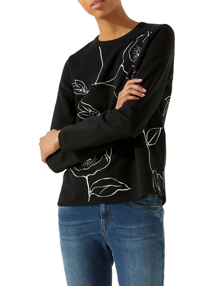 Jigsaw Embroidered Sweatshirt, Black/White, L