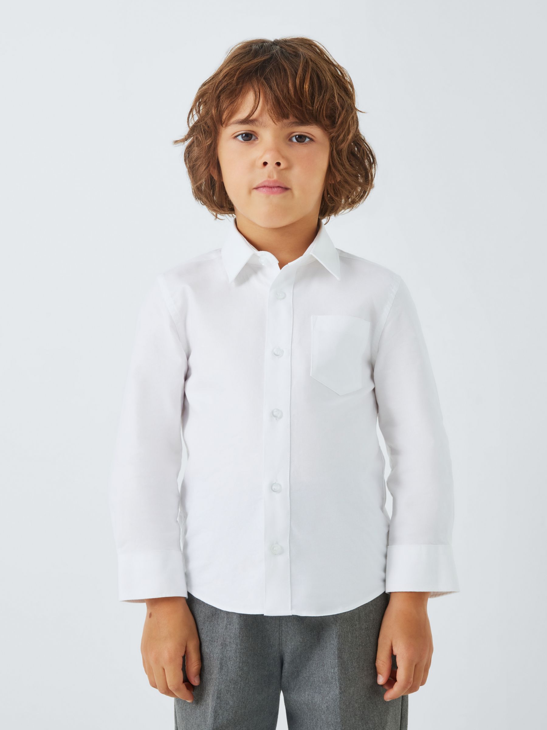John Lewis Boys' GOTS Organic Cotton Long Sleeve School Shirt, Pack of ...