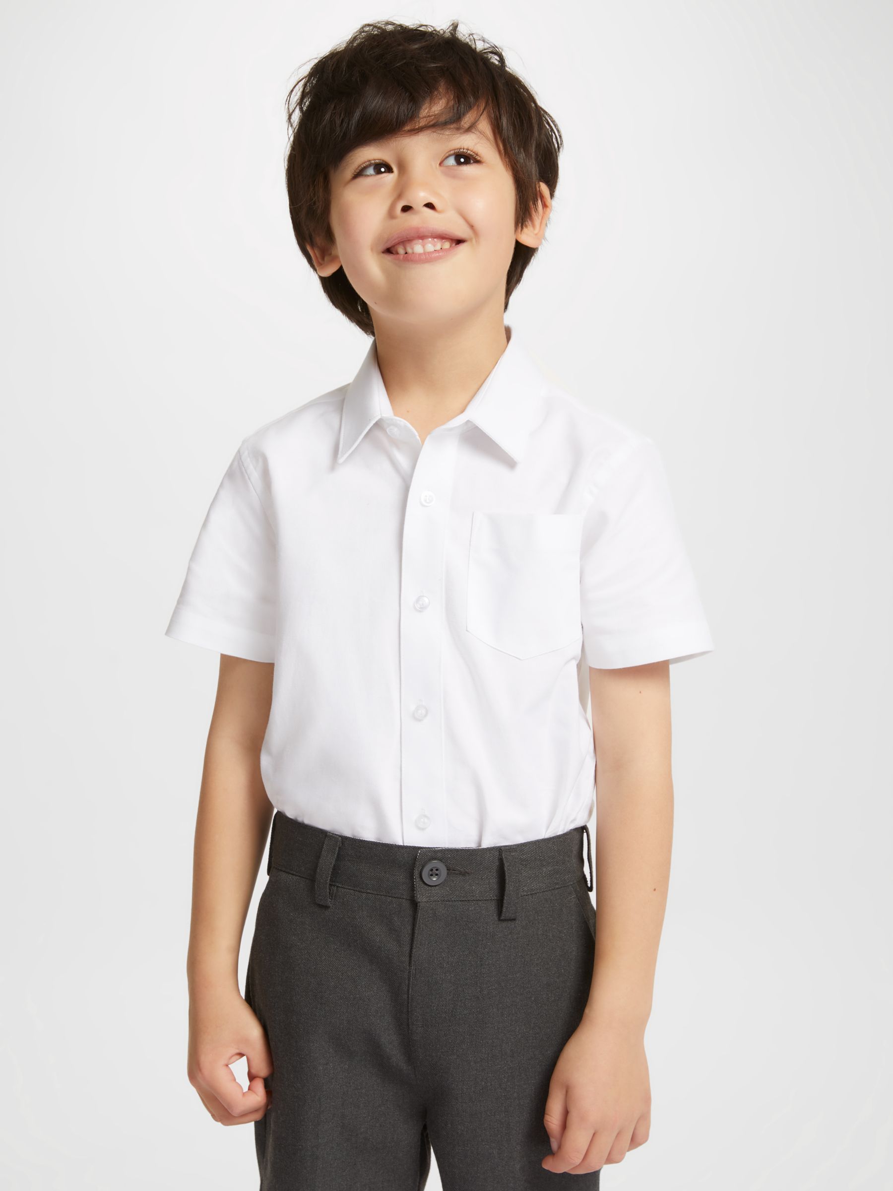 John Lewis GOTS Organic Cotton Short Sleeve School Shirt, Pack of 2, White, 3 years