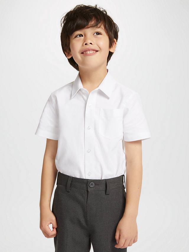 John Lewis GOTS Organic Cotton Short Sleeve School Shirt, Pack of 2