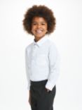 John Lewis & Partners Girls' Easy Care Button Neck Long Sleeve School Shirt, Pack of 2, White