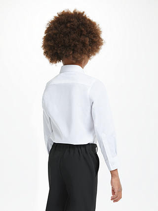 John Lewis Girls' Easy Care Button Neck Long Sleeve School Shirt, Pack of 2, White