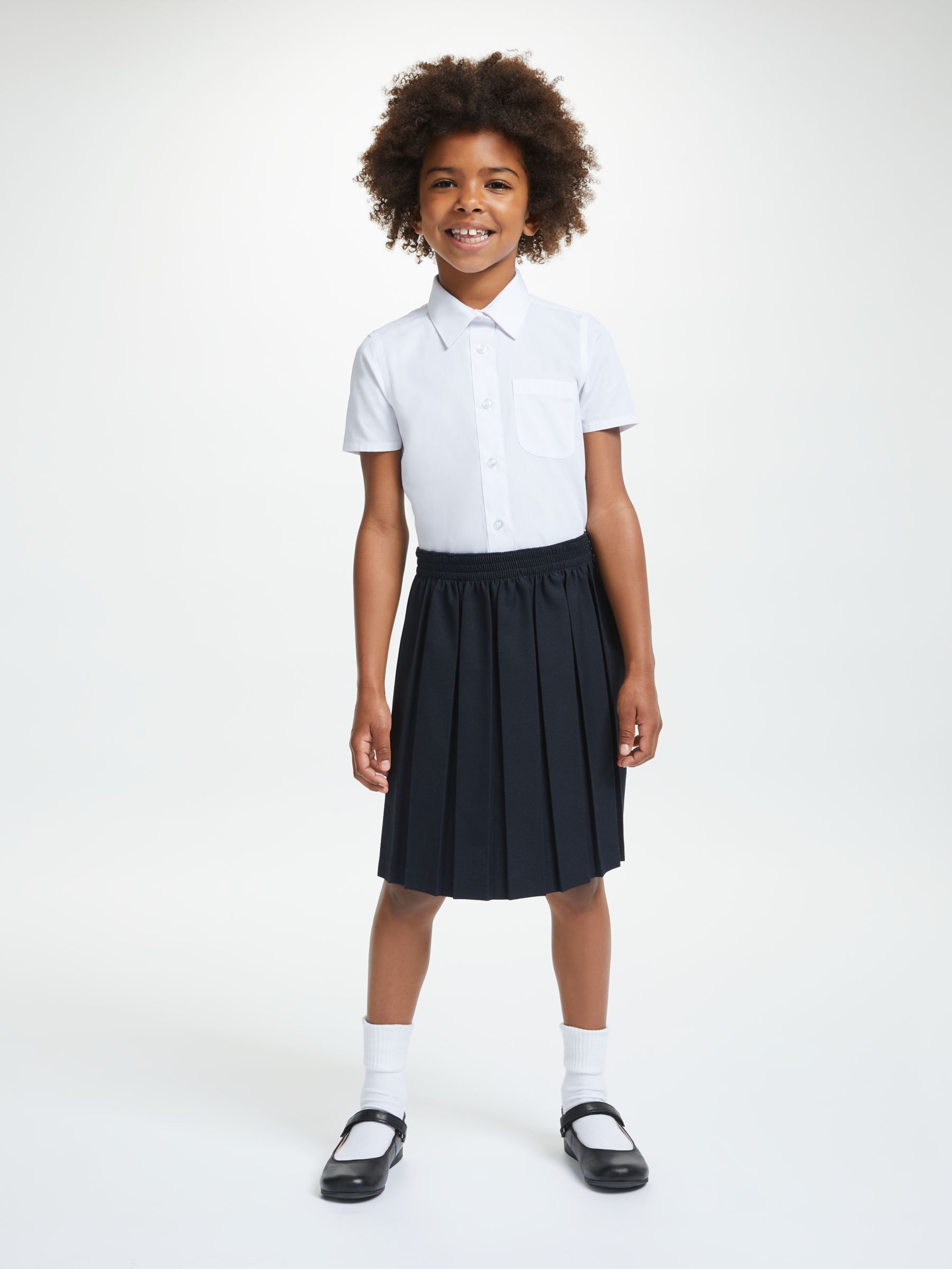 John Lewis & Partners Girls' Easy Care Button Neck Short Sleeve School ...