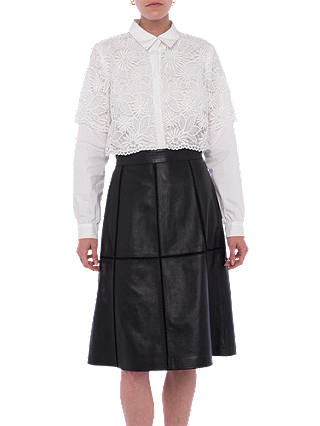 French Connection Gizo Leather A-Line Skirt, Black