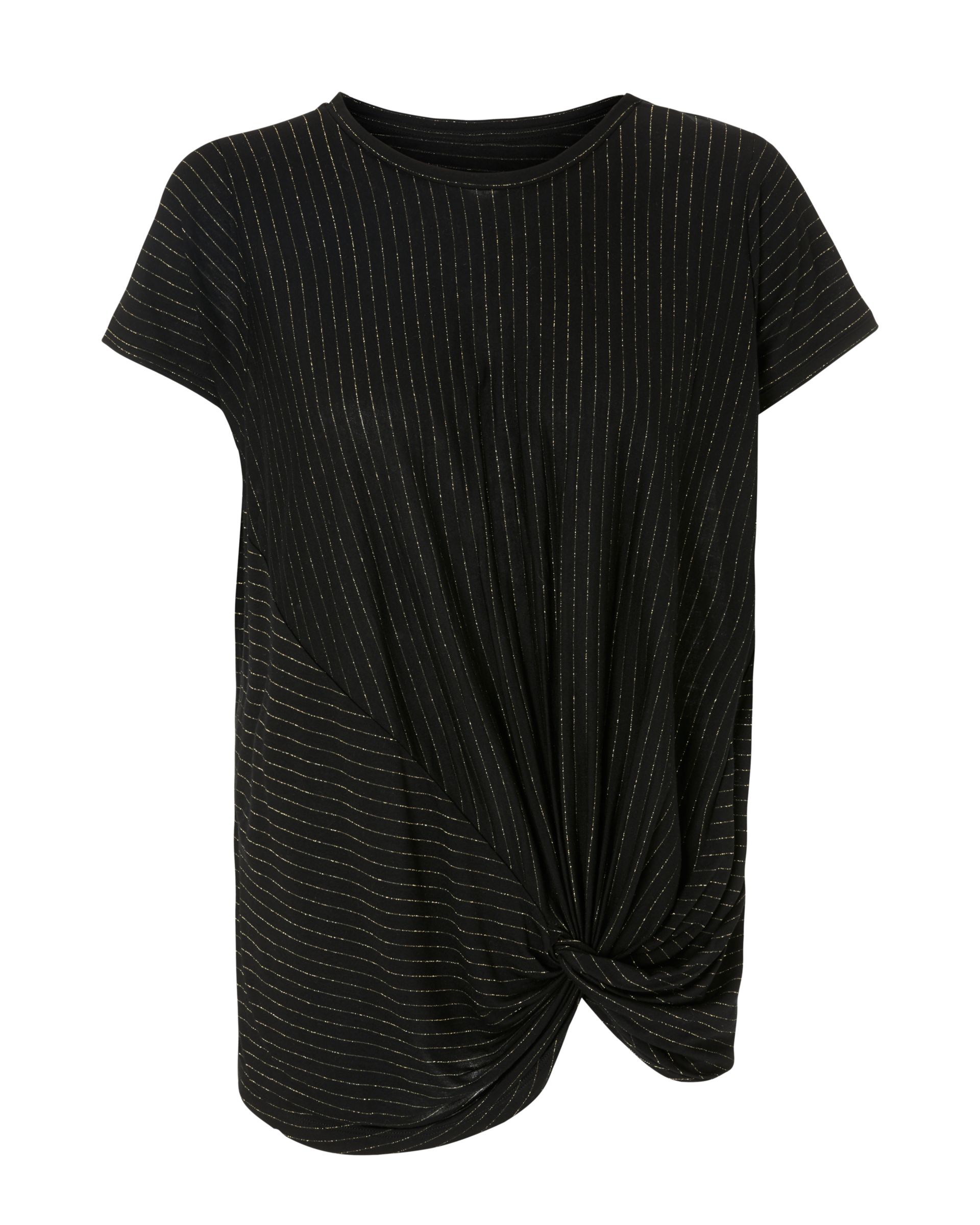 AND/OR Metallic Sparkle Stripe Knot Top, Black/Gold
