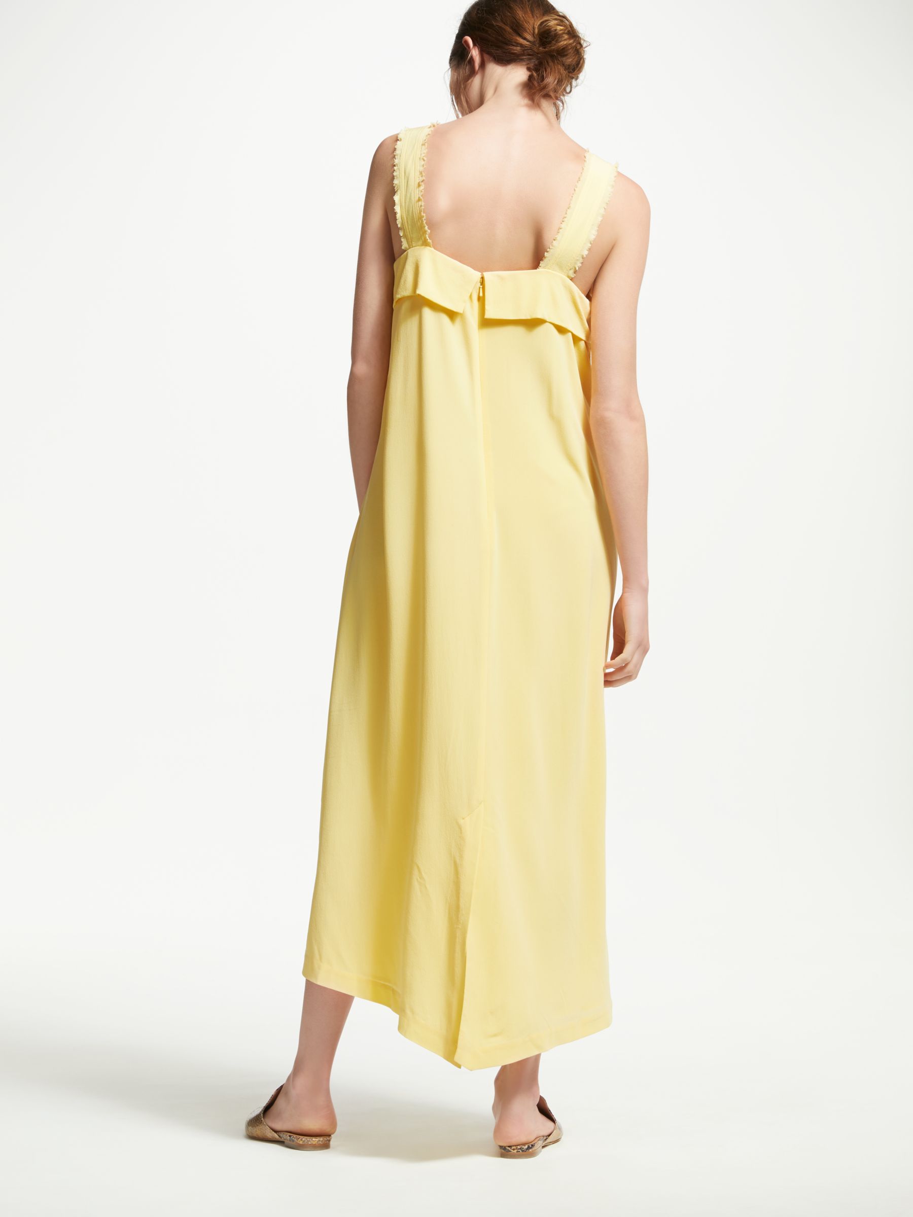 Modern Rarity Frayed Strap Silk Cami Dress, Mellow Yellow